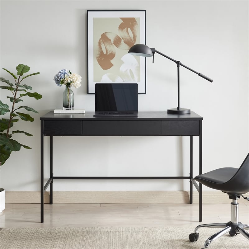 UrbanPro Mid-Century Writing Desk in Black Grain