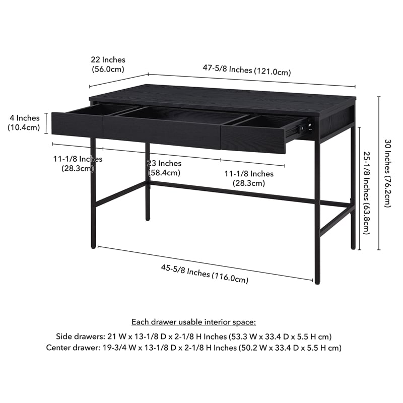 UrbanPro Mid-Century Writing Desk in Black Grain