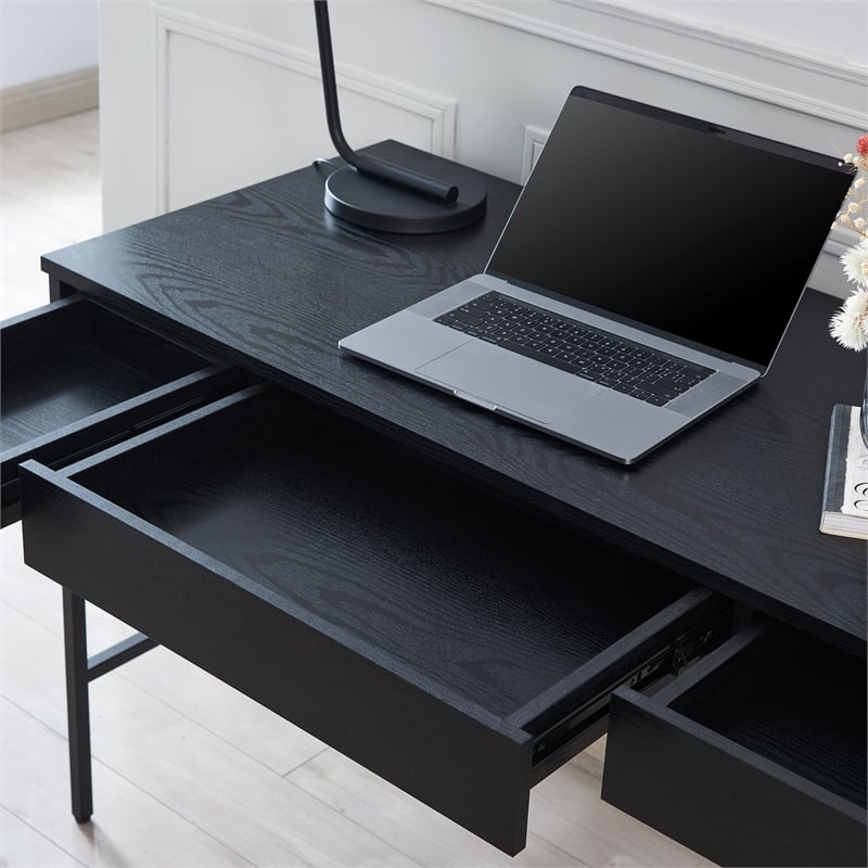 UrbanPro Mid-Century Writing Desk in Black Grain