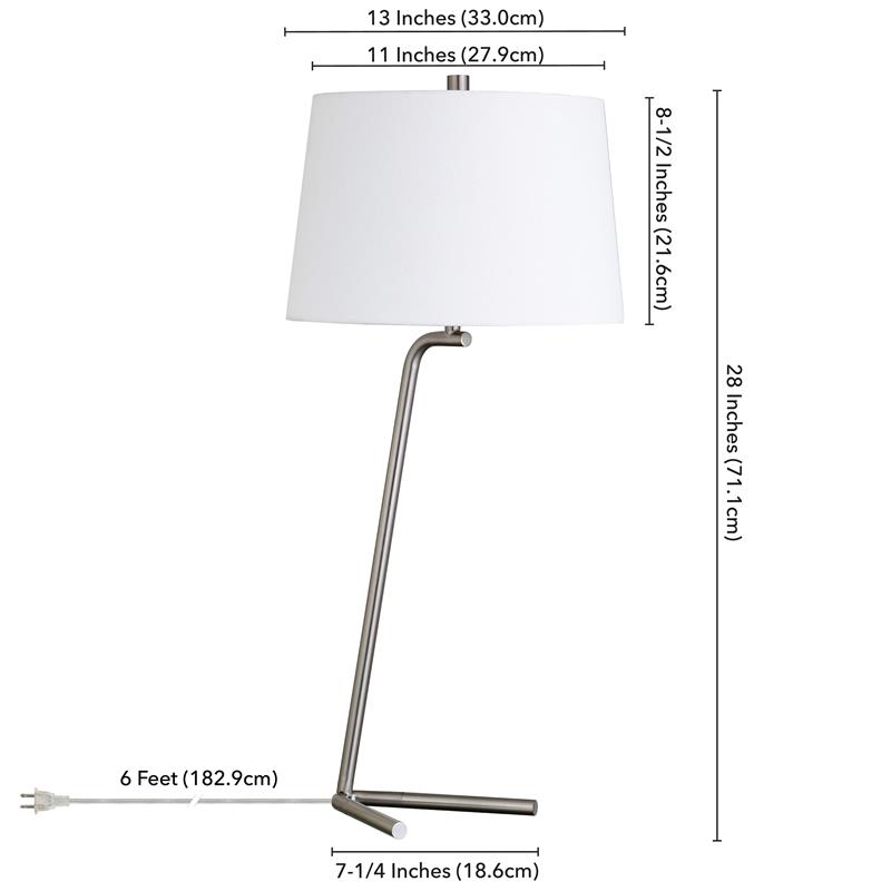UrbanPro Mid-Century Tilted Table Lamp in Brushed Nickel
