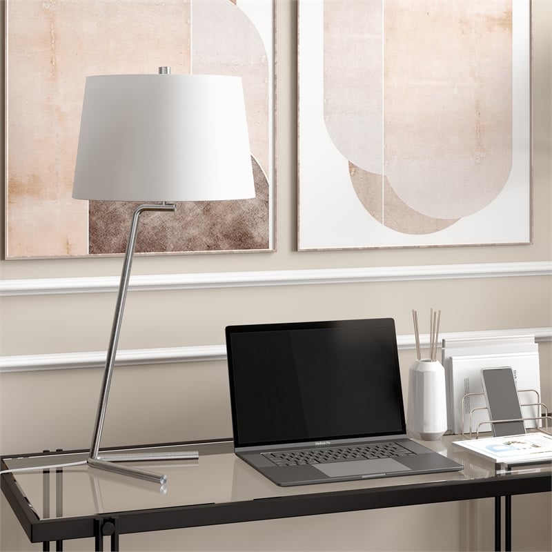 UrbanPro Mid-Century Tilted Table Lamp in Brushed Nickel