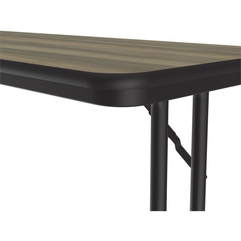 UrbanPro Metal & Wood Folding Seminar Table in Colonial Hickory Brown