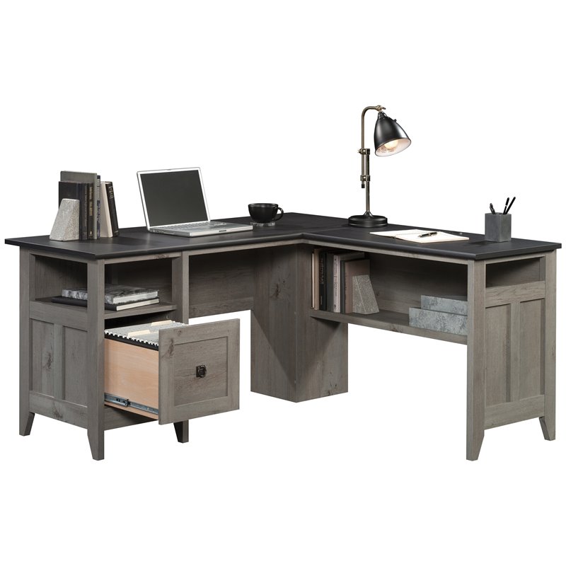 UrbanPro Farmhouse Engineered Wood L-Shaped Computer Desk in Oak