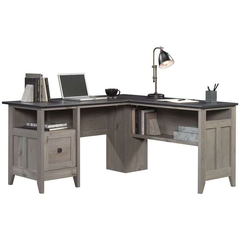 UrbanPro Farmhouse Engineered Wood L-Shaped Computer Desk in Oak