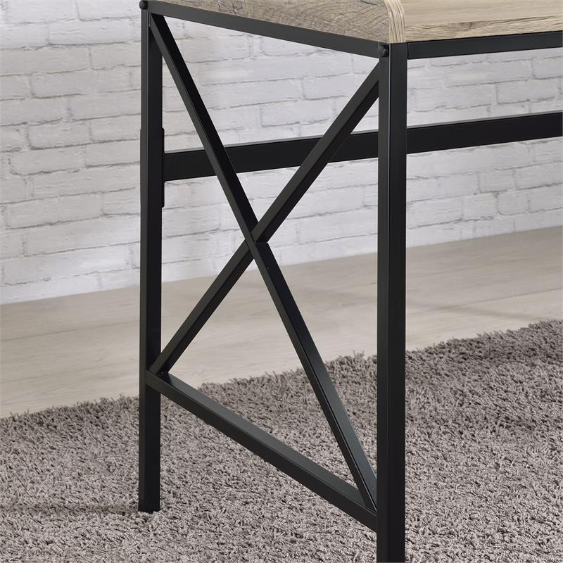 UrbanPro Wood and Black Metal Desk with USB Port in Gray Finish