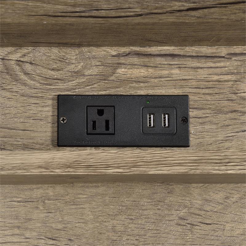 UrbanPro Wood and Black Metal Desk with USB Port in Gray Finish