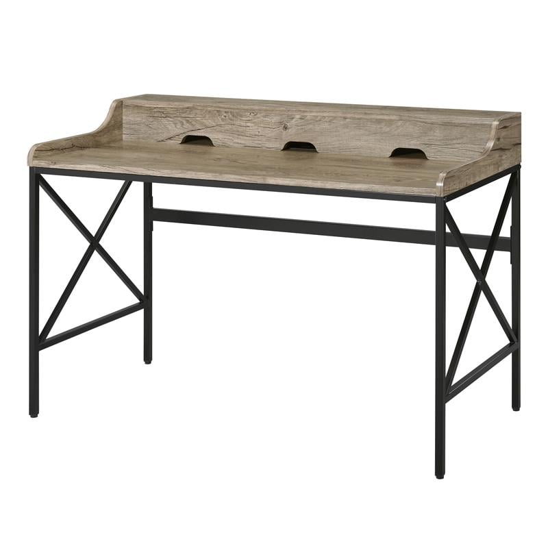 UrbanPro Wood and Black Metal Desk with USB Port in Gray Finish