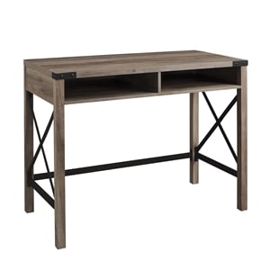Urbanpro 42&quotFarmhouse Metal and Wood Desk in Gray Wash