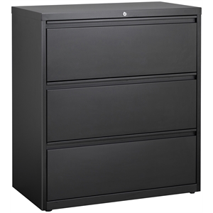 UrbanPro 36&quot 3-Drawer Modern Metal Lateral Filing Cabinet in Black