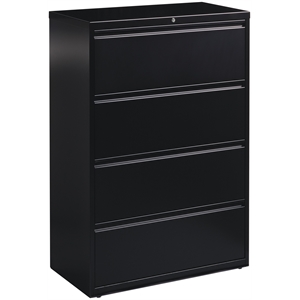 UrbanPro 36&quot 4-Drawer Modern Metal Lateral Filing Cabinet in Black