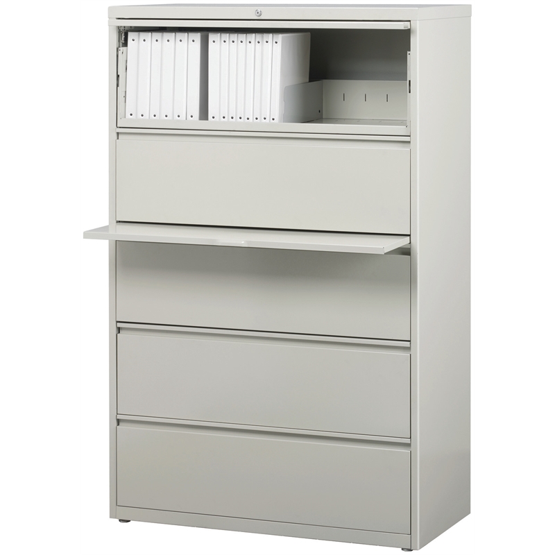 UrbanPro 5-Drawer Modern Metal Lateral Filing Cabinet in Light Gray