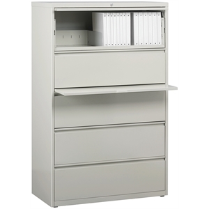 UrbanPro 5-Drawer Modern Metal Lateral Filing Cabinet in Light Gray
