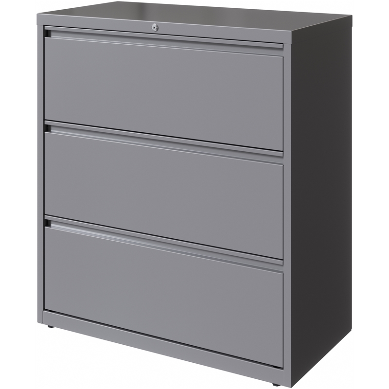 UrbanPro 3-Drawer Modern Metal Lateral Filing Cabinet in Arctic Silver