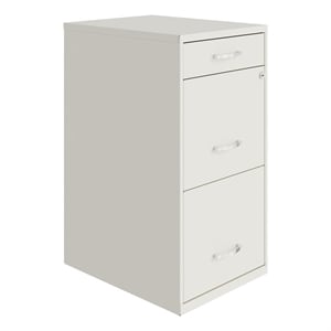 UrbanPro 18&quot 3-Drawer Metal Organizer Filing Cabinet in Pearl White