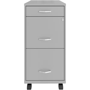 UrbanPro 18&quot Deep 3 Drawer Mobile Metal Filing Cabinet in Arctic Silver