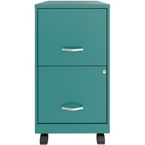 UrbanPro 18&quot 2 Drawer Metal Mobile Smart Vertical Filing Cabinet Turquoise