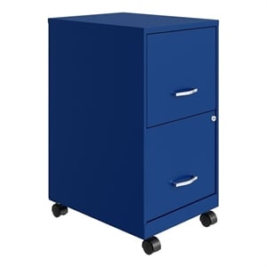 UrbanPro 18&quot 2-Drawer Metal Mobile Smart Vertical Filing Cabinet in Blue