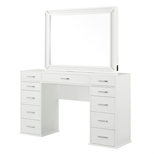 urbanpro contemporary 11 drawer vanity wood table desk in white