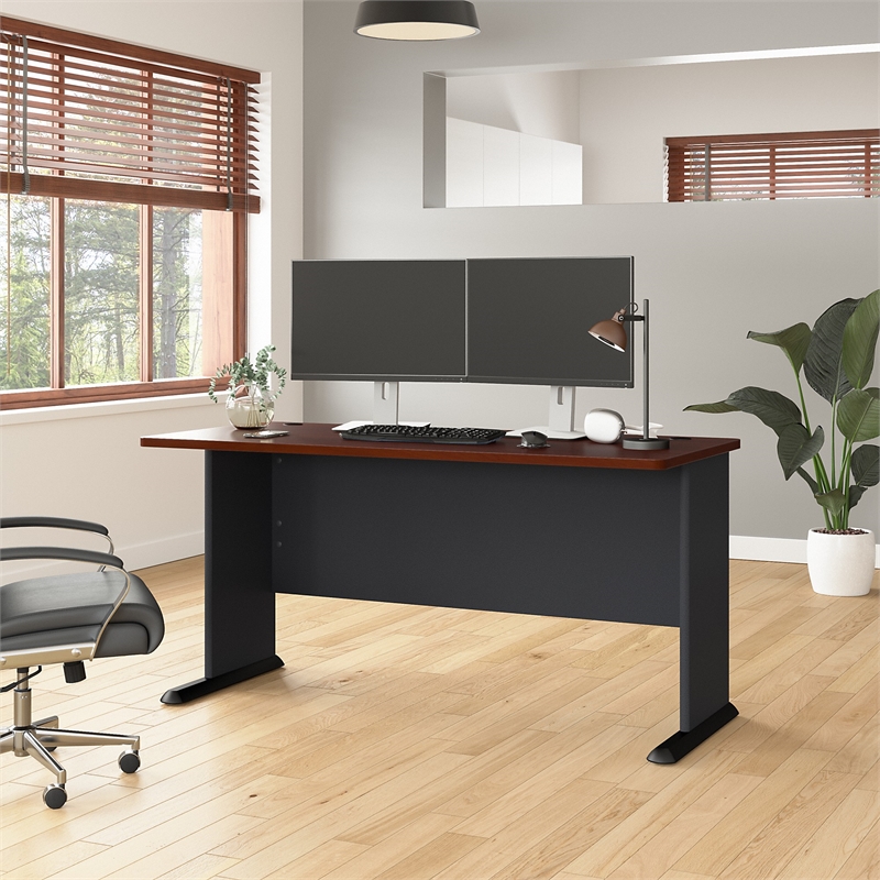 UrbanPro 60W Office Desk in Hansen Cherry and Galaxy - Engineered Wood