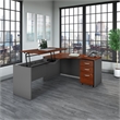 UrbanPro 60W Left Sit to Stand L Shaped Desk Office Set in Hansen Cherry