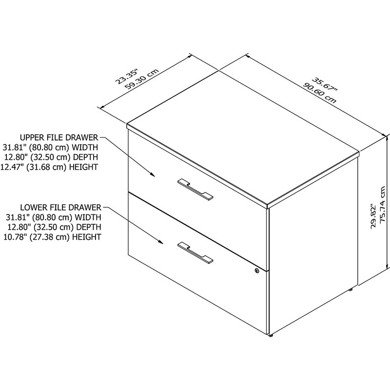 UrbanPro 36W 2 Drawer Lateral File Cabinet in Modern Hickory - Engineered Wood