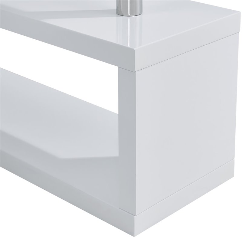UrbanPro Engineered Wood Adjustable Corner Writing Desk in White and Chrome