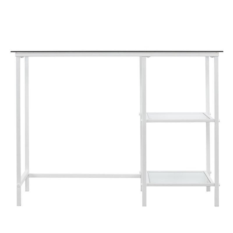 UrbanPro Contemporary Glass Top Metal Student Desk in White Finish