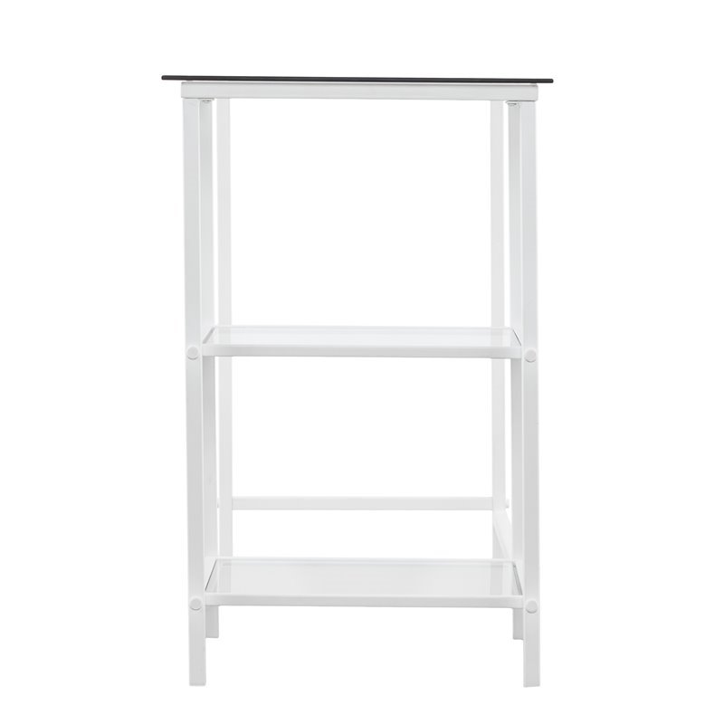 UrbanPro Contemporary Glass Top Metal Student Desk in White Finish