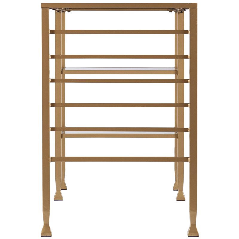 UrbanPro Transitional Glass Top Writing Desk in Soft Gold Finish