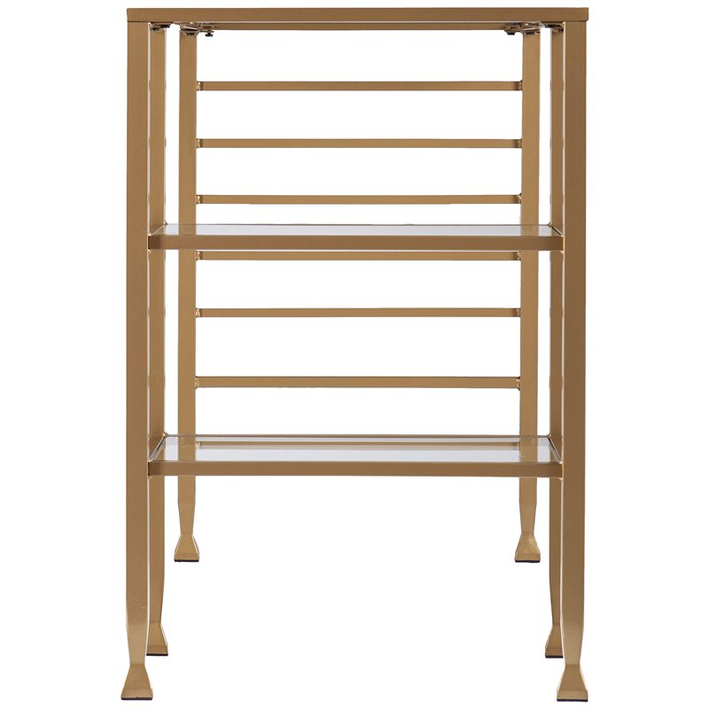 UrbanPro Transitional Glass Top Writing Desk in Soft Gold Finish