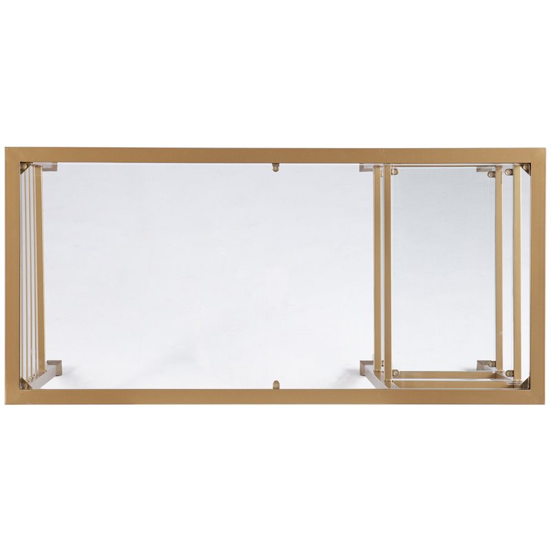 UrbanPro Transitional Glass Top Writing Desk in Soft Gold Finish