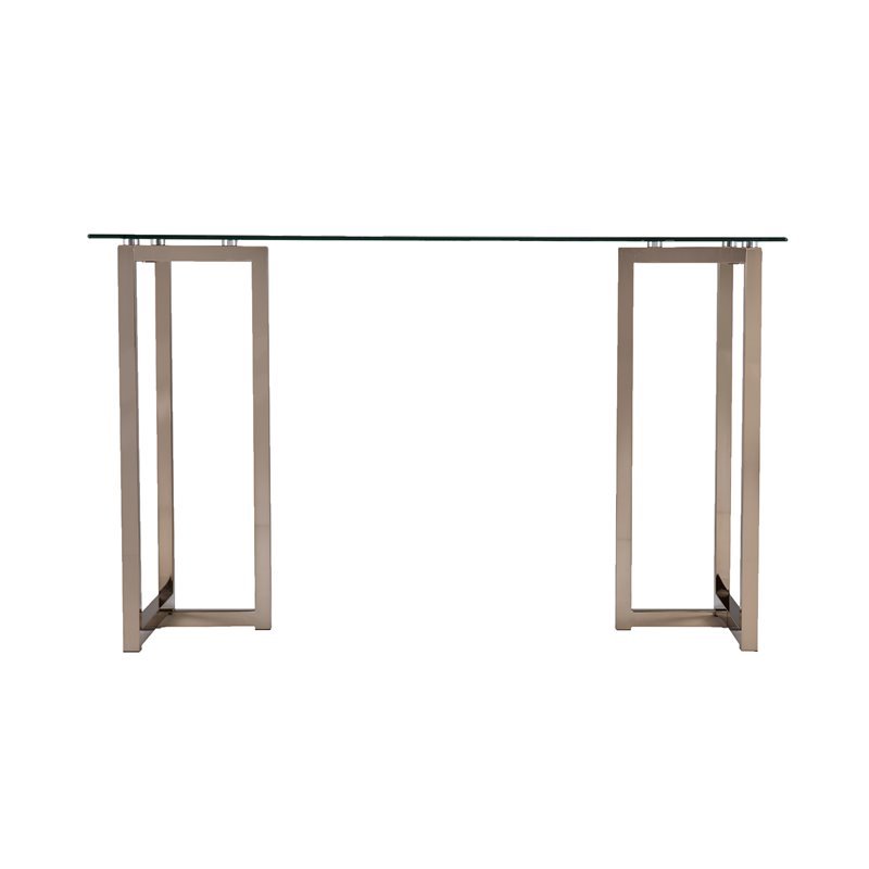 UrbanPro Modern Glass Top Writing Desk in Champagne