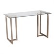 UrbanPro Modern Glass Top Writing Desk in Champagne