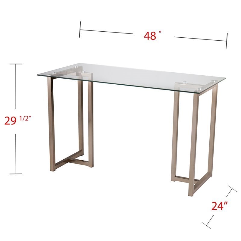 UrbanPro Modern Glass Top Writing Desk in Champagne
