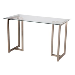 UrbanPro Modern Glass Top Writing Desk in Champagne
