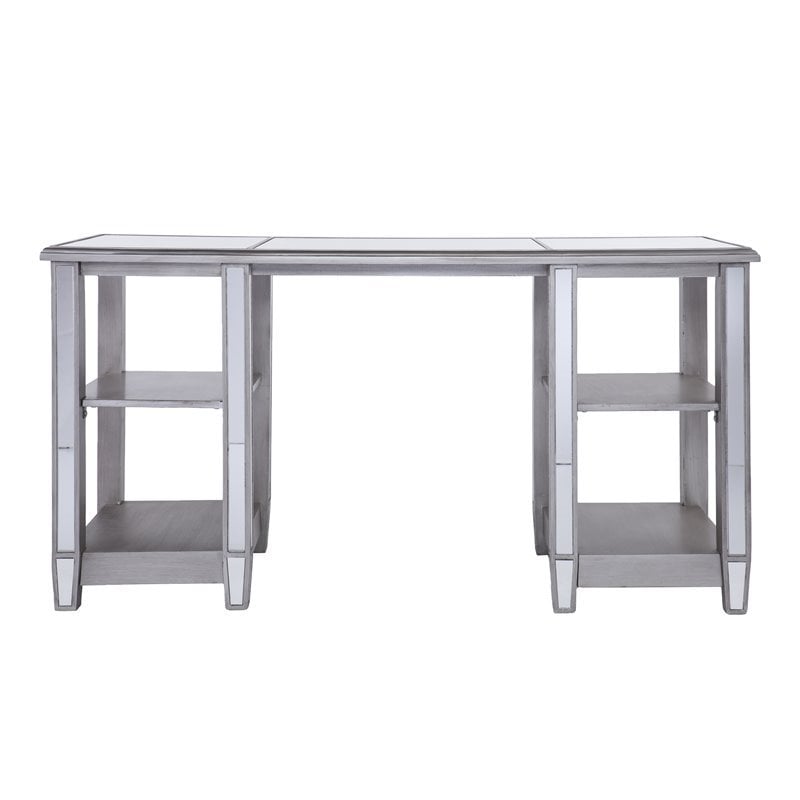 UrbanPro Mirrored Writing Desk in Brushed Matte Silver