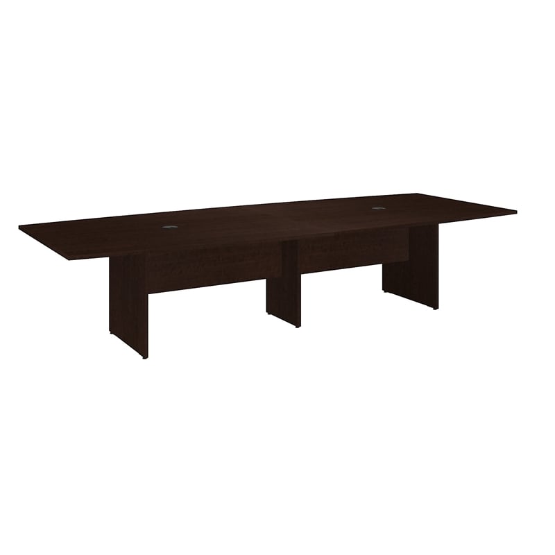 UrbanPro Boat Shaped Conference Table with Wood Base in Cherry