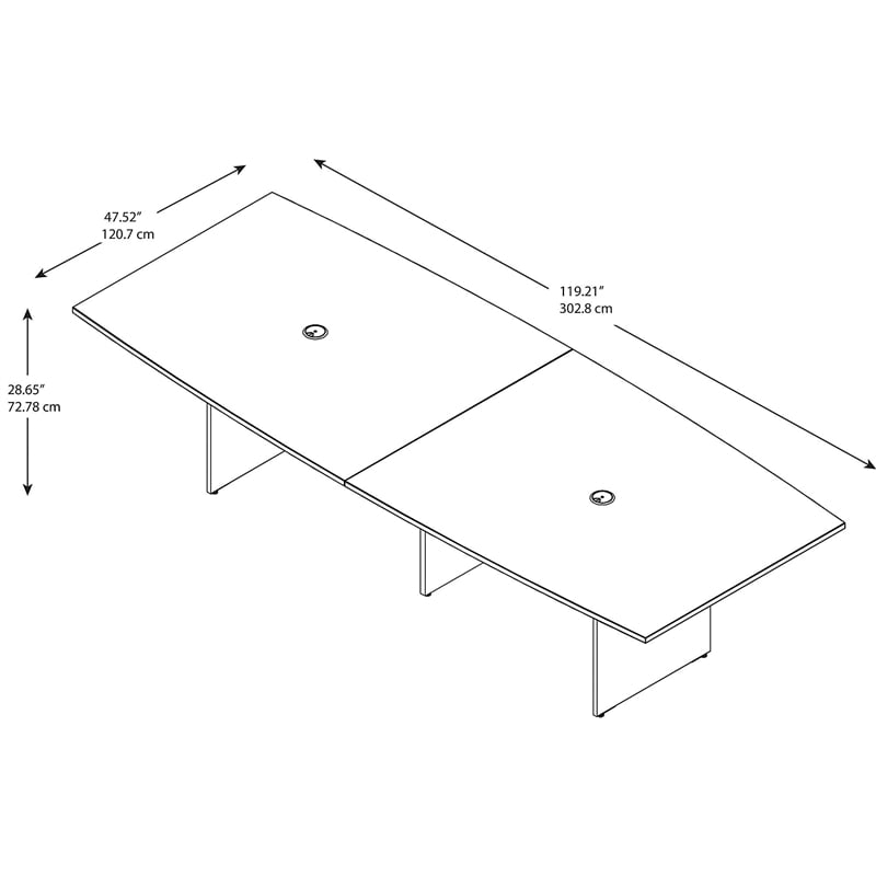 UrbanPro Boat Shaped Conference Table with Wood Base in Cherry