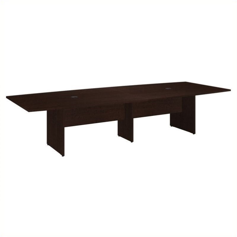 UrbanPro Boat Shaped Conference Table with Wood Base in Cherry