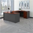 UrbanPro Right Hand Bow U-Shaped Desk with Mobile File Cabinet in Hansen Cherry