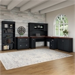 UrbanPro L Desk 5 Pc Office Set with Storage in Antique Black - Engineered Wood