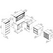 UrbanPro L Desk 5 Pc Office Set with Storage in Antique White - Engineered Wood