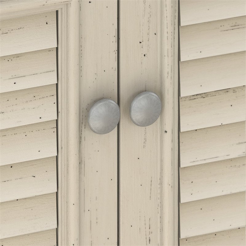 UrbanPro Small Storage Cabinet with Doors in Antique White - Engineered Wood