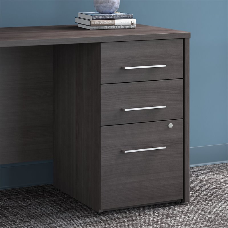 UrbanPro 16W 3 Drawer File Cabinet in Storm Gray - Engineered Wood