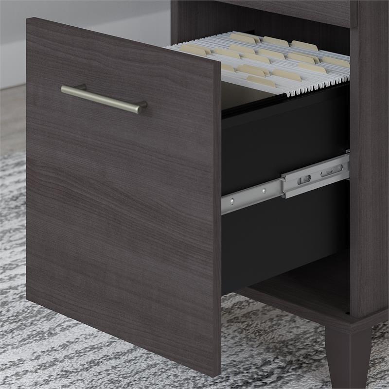 UrbanPro 72W Sit to Stand L Desk with Hutch in Storm Gray - Engineered Wood