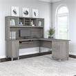 UrbanPro 72W L Shaped Desk with Hutch in Platinum Gray - Engineered Wood