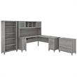 UrbanPro 72W L Shaped Desk Set with Hutch and Storage in Gray - Engineered Wood