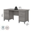 UrbanPro 60W Office Desk with Drawers in Platinum Gray - Engineered Wood