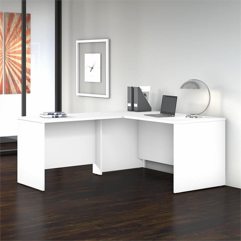 UrbanPro 60W x 30D L Shaped Desk with 42W Return in White - Engineered Wood