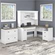 UrbanPro L Desk with Hutch and File Cabinet in White and Gray - Engineered Wood
